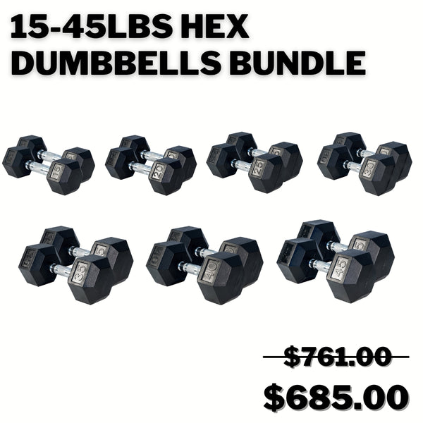 15-45lbs HEX Dumbbells Bundle