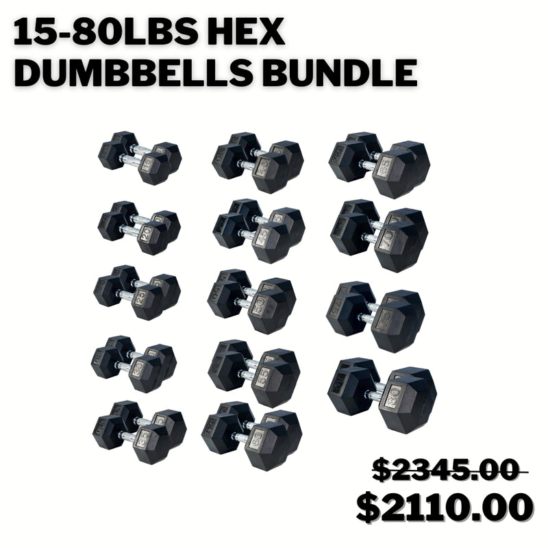 15-80LBS HEX Dumbbells Bundle