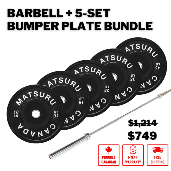 Barbell + 5-Set Bumper Plates Bundle