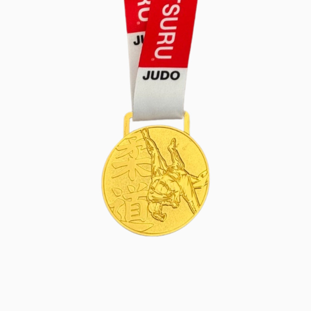Médaille Personnalisable Emblemarket Pour Judo, Argent, 6,4 Cm, Avec Ruban Au Choix, Impression Vinyle