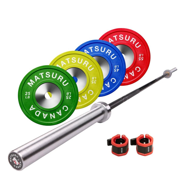 Barbell + 4-Set Competition Plates Bundle